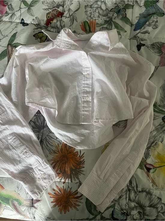 Aritzia Tops - Aritzia Pink and White Striped Button-Down Crop Shirt